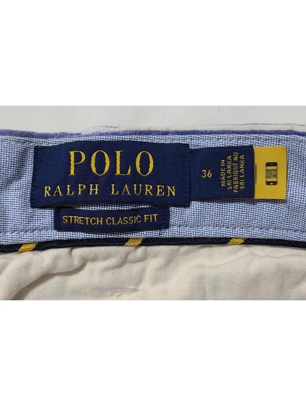 Polo Ralph Lauren Seersucker Shorts Mens Size 34 Blue White Chino Summer Coastal